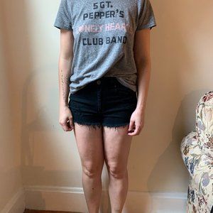 High-waisted black festival shorts